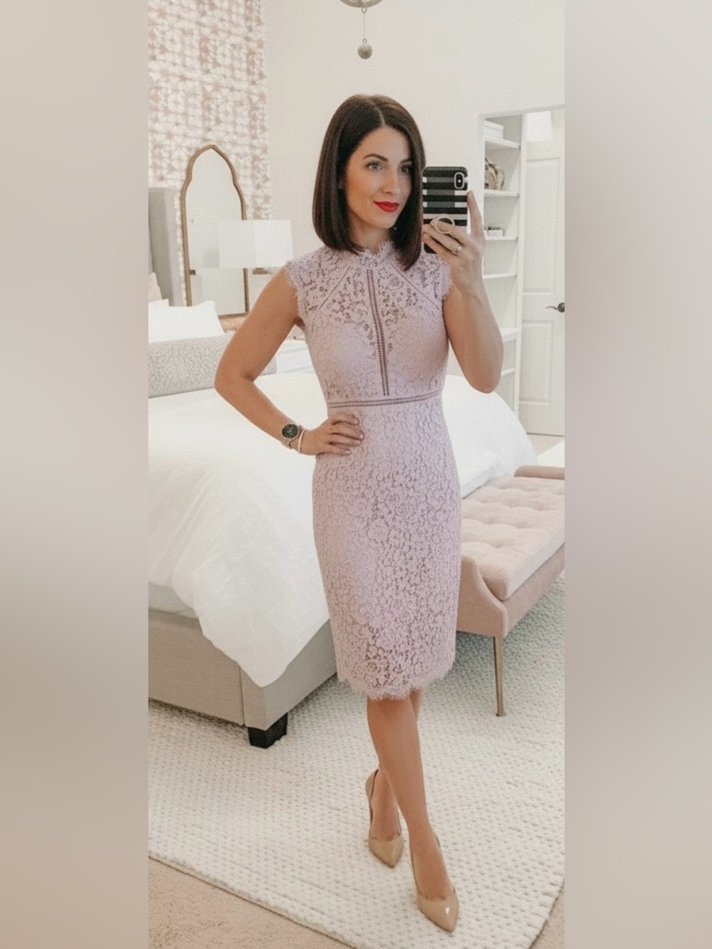 Bardot Lace Panel Shift Dress - Special Occasion